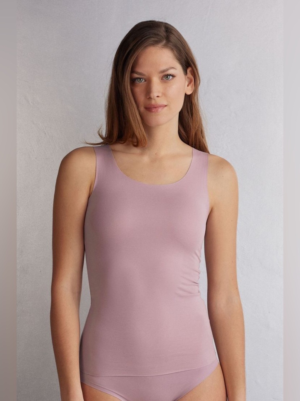 intimissimi / Raw Edge Round Neck Cotton Tank Top